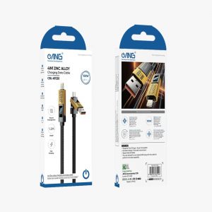 ANG CB06 3 in 1 USB A To Micro/ Type C/ Lightning Charging Data Cable – Black