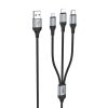 ANG CB06 3 in 1 USB A To Micro/ Type C/ Lightning Charging Data Cable – Black - Image 3